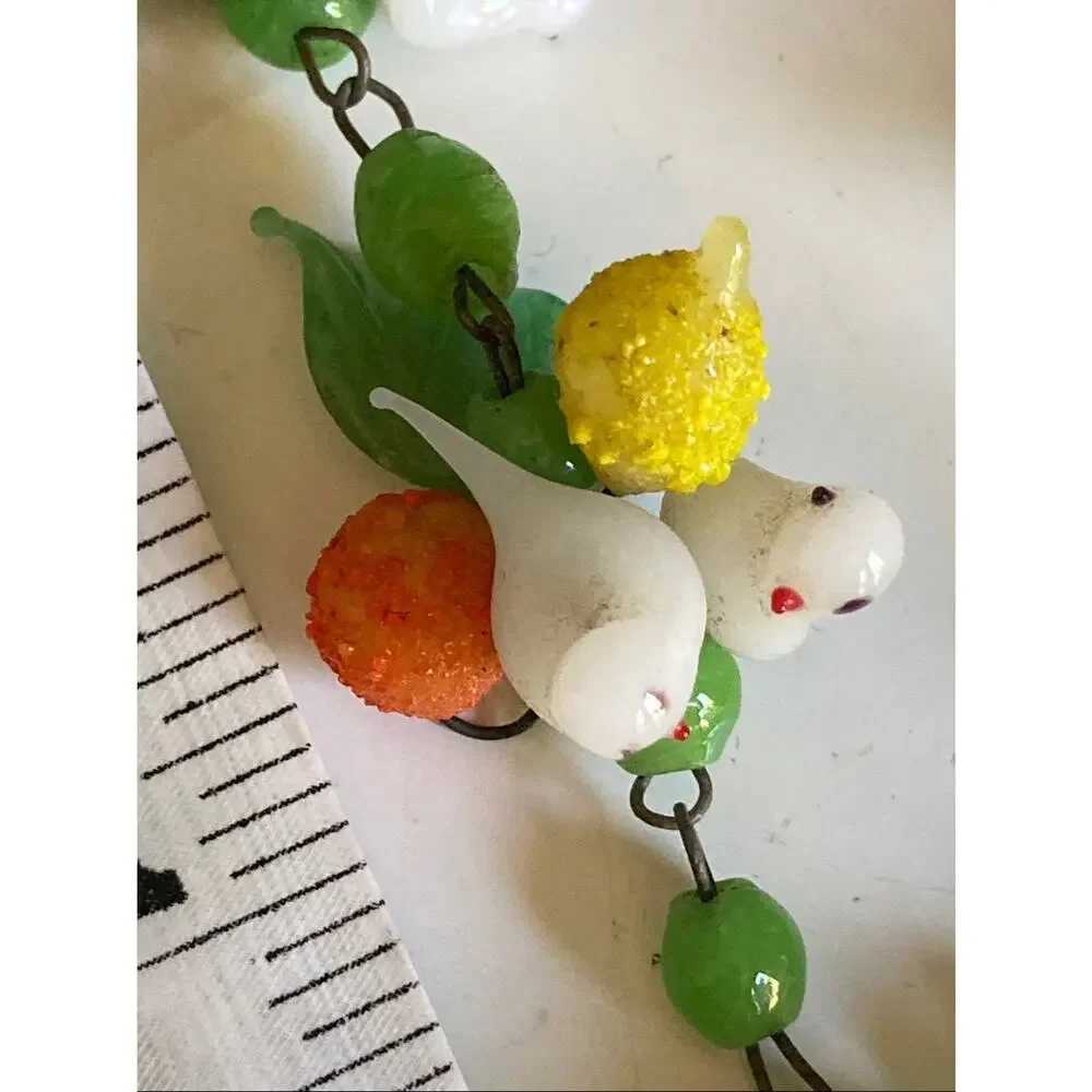 Vintage Murano Glass Tutti Frutti Fruit Salad Bird Necklace Choker Italy 16